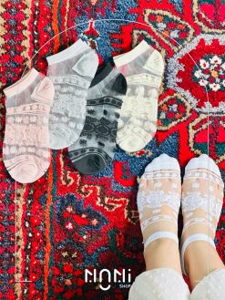 جوراب مچی شیشه ای طرح گل نیلوفر
