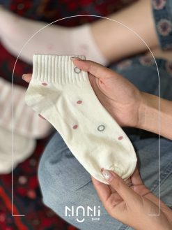 جوراب مچی نخی طرح قلب و دایره و گیلاس