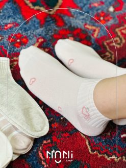 جوراب مچی نخی طرح قلب و دایره و گیلاس