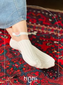 جوراب مچی نخی و حریر طرح برجسته گلدار