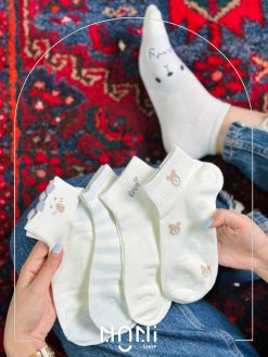 جوراب مچی لب کبریتی طرح خرس
