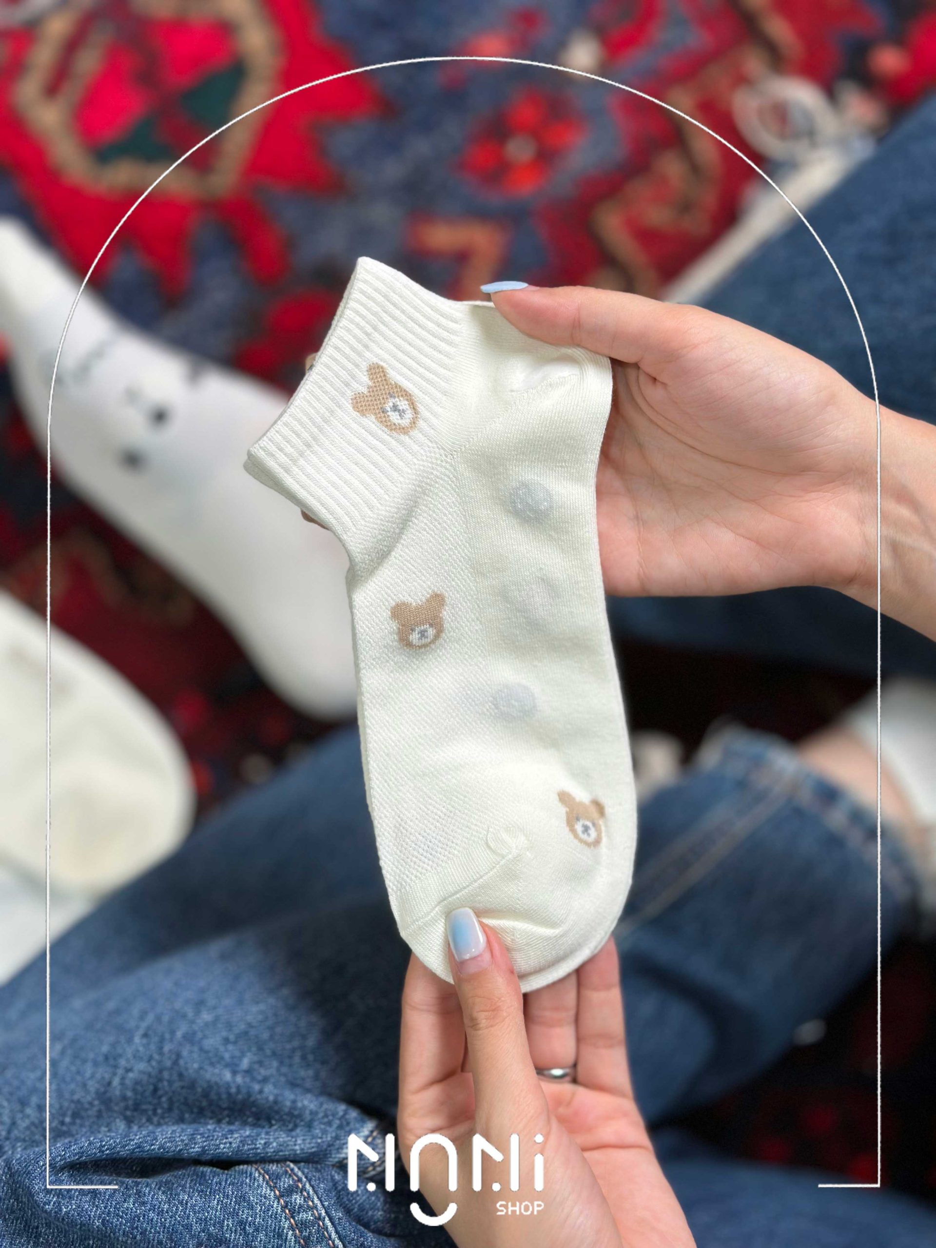جوراب مچی لب کبریتی طرح خرس