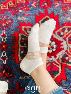 جوراب مچی نخی و شیشه ای طرح توت فرنگی
