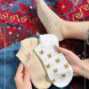 جوراب مچی نخ پنبه طرح خرس قهوه ای