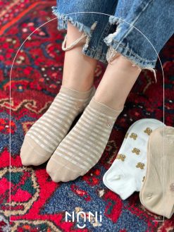 جوراب مچی نخ پنبه طرح خرس قهوه ای