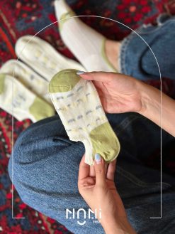 جوراب قوزکی نخ پنبه طرح انواع گل