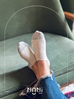 جوراب قوزکی شیشه ای طرح توت فرنگی و گل