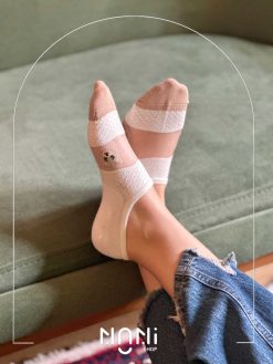 جوراب قوزکی نخی شیشه ای طرح خرس