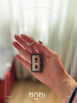 جاکلیدی چوبی طرح نوار کاست و دوربین