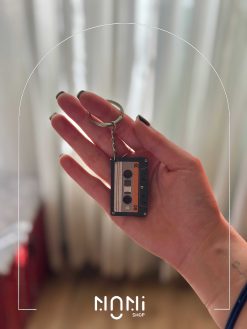 جاکلیدی چوبی طرح نوار کاست و دوربین
