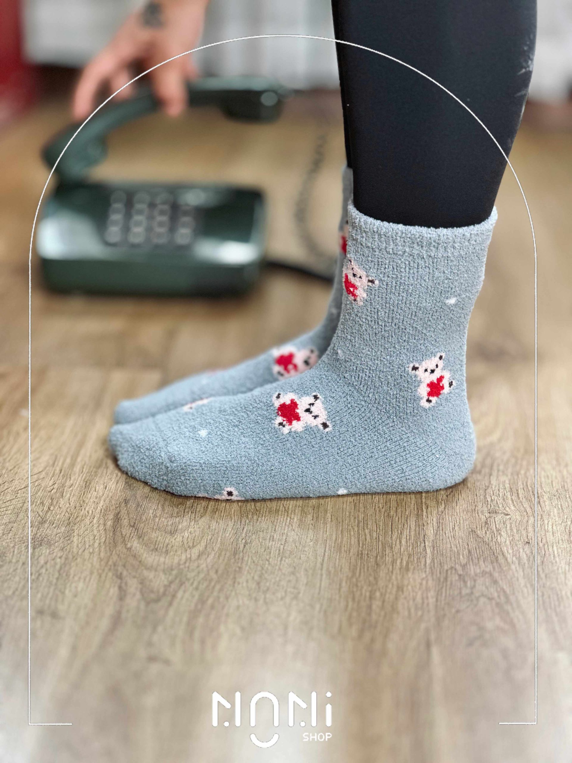 جوراب ساقدار بوکله حوله ای طرح خرسی