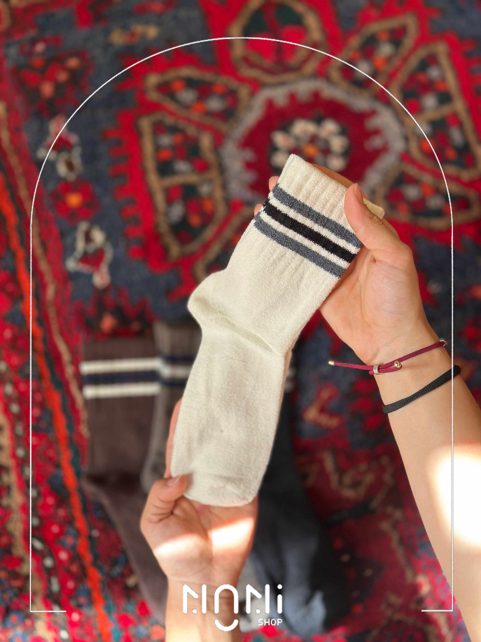 جوراب نیم ساق حوله ای مردانه سه خط
