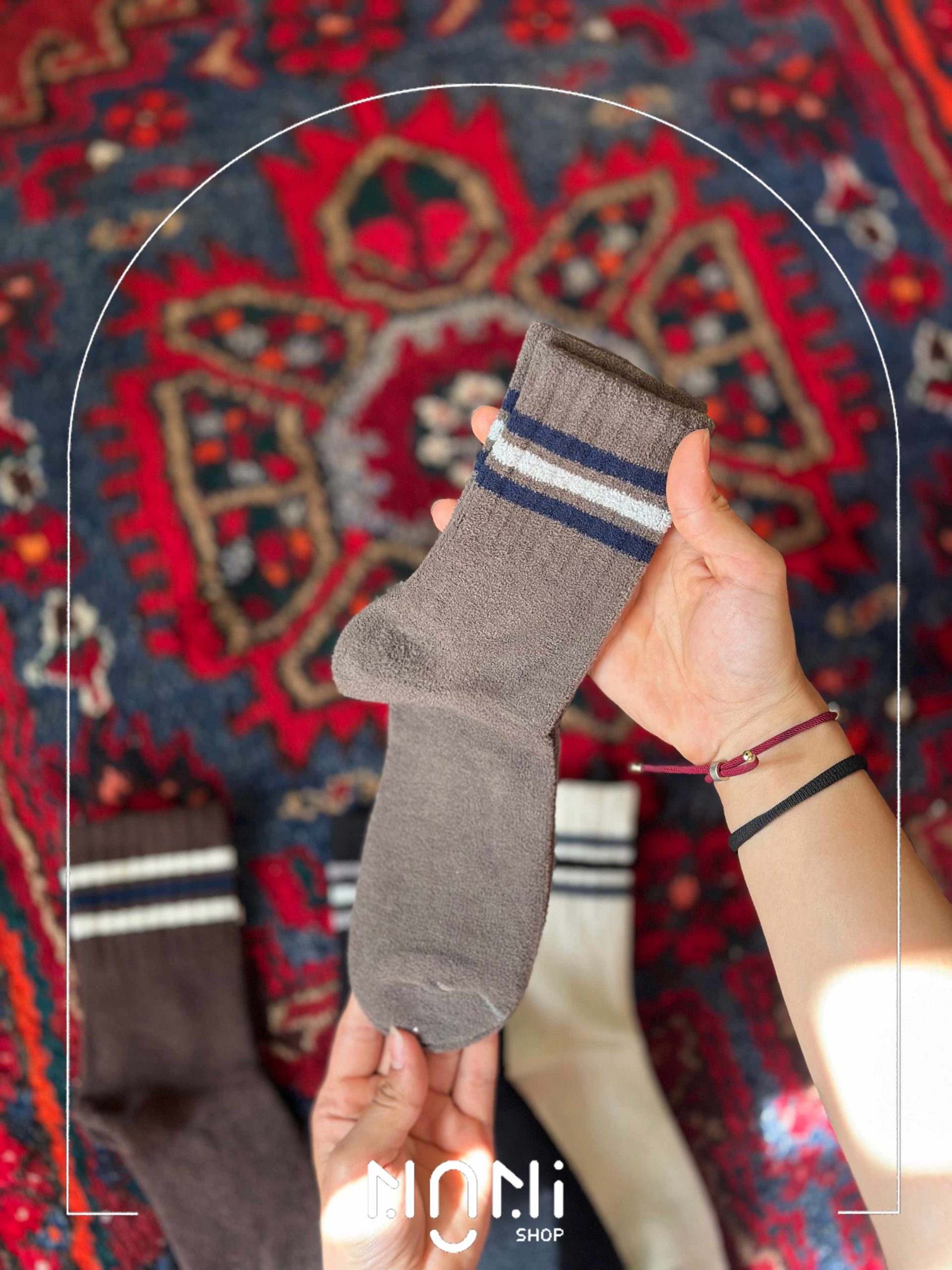 جوراب نیم ساق حوله ای مردانه سه خط