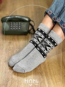 جوراب ساقدار پشمی حوله ای طرح سنتی کوکوهانا